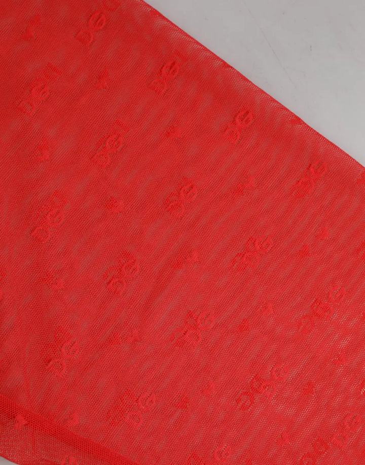 Dolce &amp; Gabbana Red Logo Lace Tight Midi Trousers Underwear