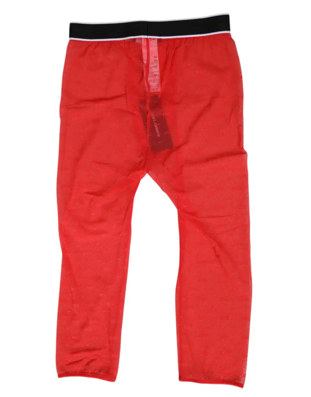 Dolce &amp; Gabbana Red Logo Lace Tight Midi Trousers Underwear