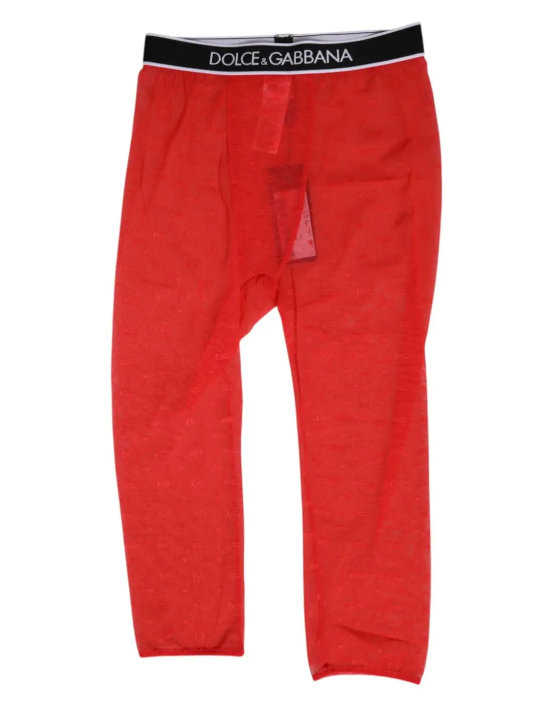 Dolce &amp; Gabbana Red Logo Lace Tight Midi Trousers Underwear