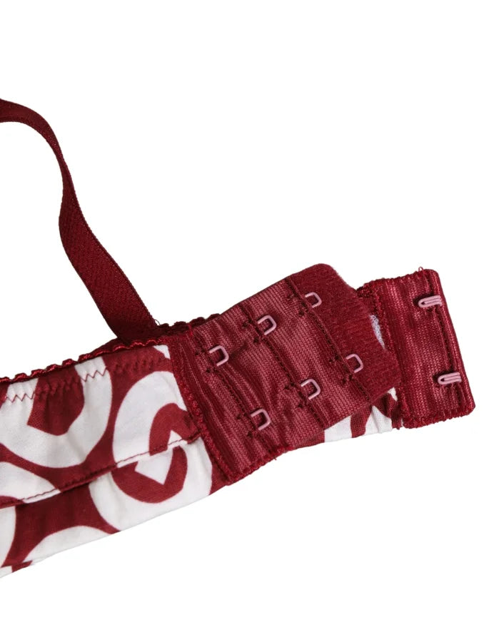 Dolce &amp; Gabbana Red Logo Monogram Cotton Soft Cup Bra Underwear