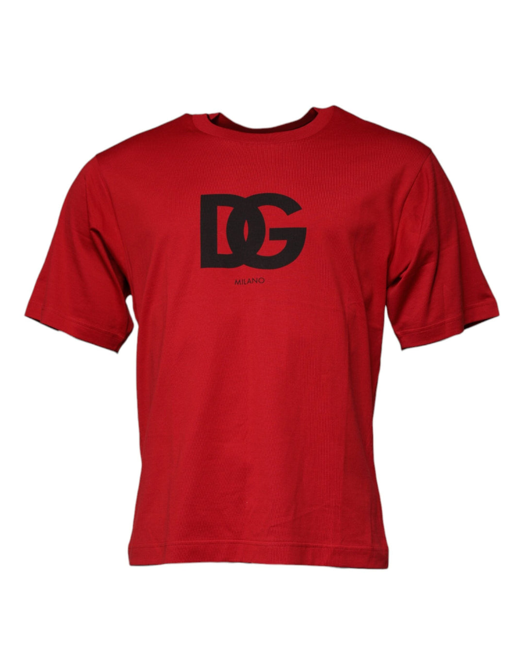 Dolce &amp; Gabbana Red Logo Print Cotton Crew Neck T-shirt