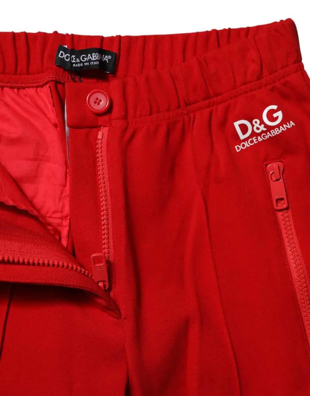 Dolce &amp; Gabbana Red Mid Waist Slim Fit Pants