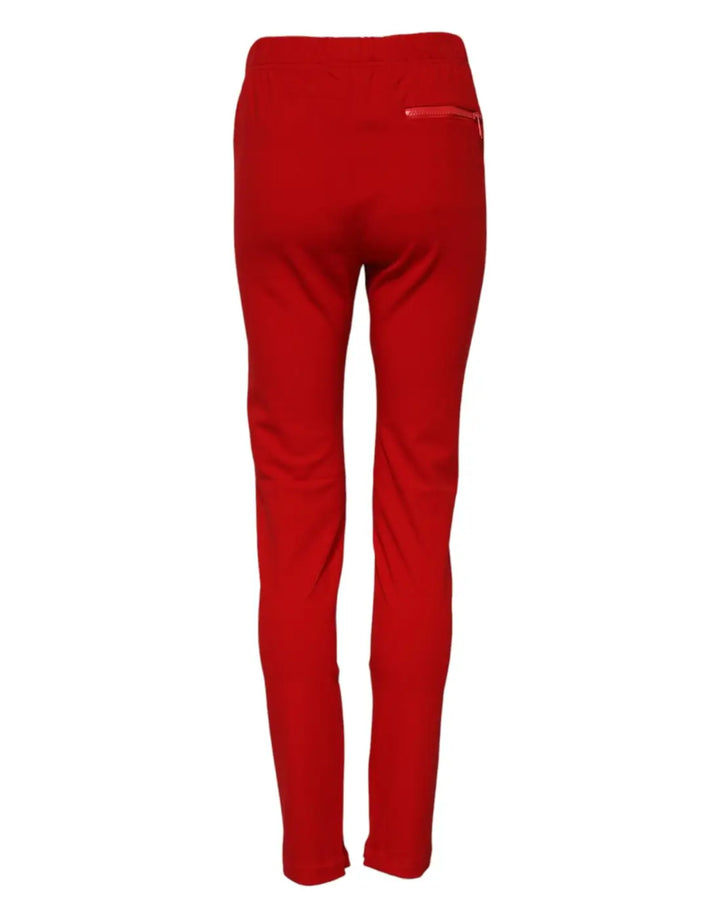 Dolce &amp; Gabbana Red Mid Waist Slim Fit Pants