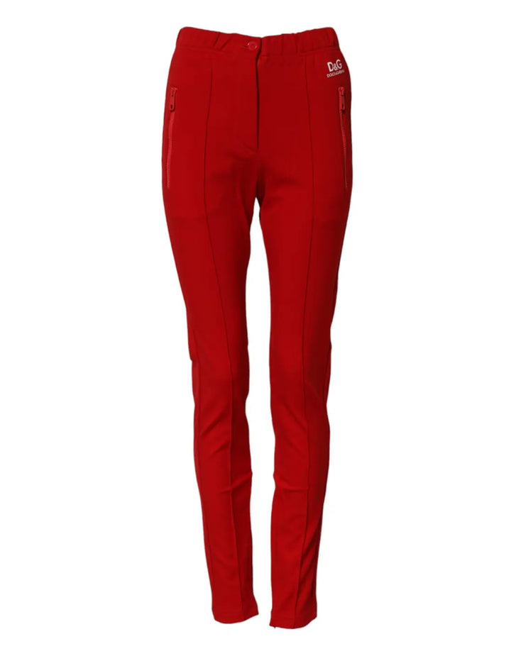 Dolce &amp; Gabbana Red Mid Waist Slim Fit Pants