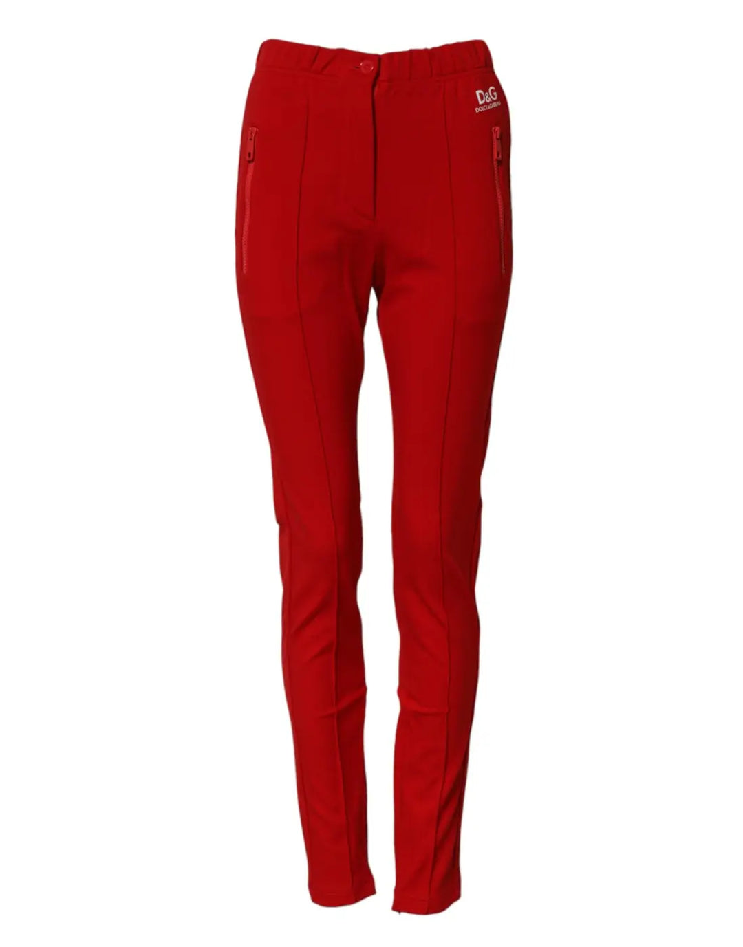 Dolce &amp; Gabbana Red Mid Waist Slim Fit Pants
