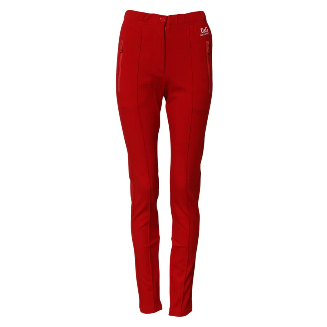 Dolce &amp; Gabbana Red Mid Waist Slim Fit Pants