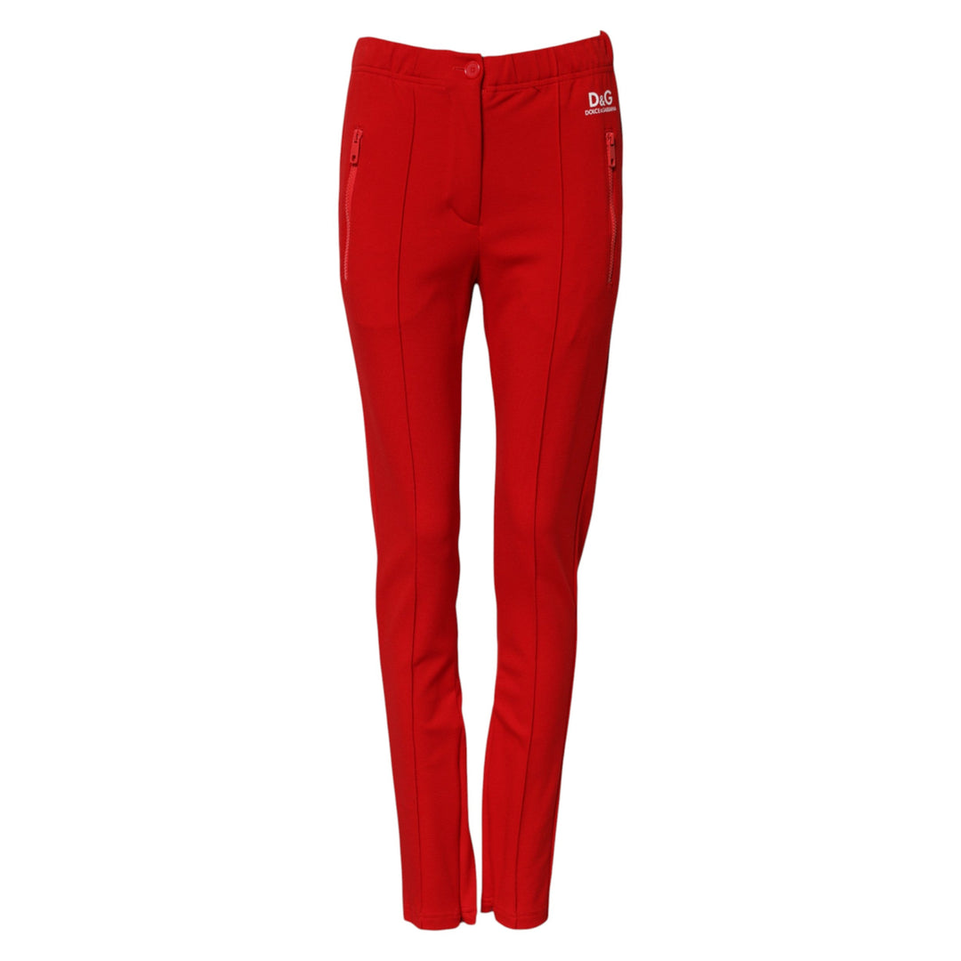 Dolce &amp; Gabbana Red Mid Waist Slim Fit Pants