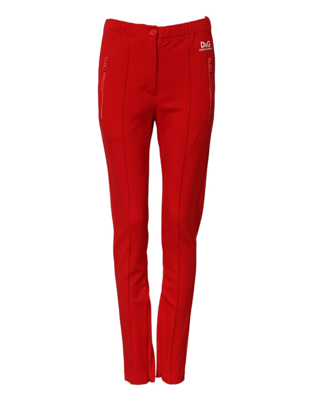 Dolce &amp; Gabbana Red Mid Waist Slim Fit Pants
