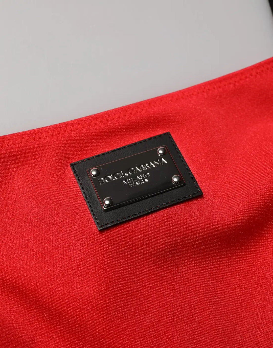 Dolce &amp; Gabbana Red Nylon Blend Cady Sleeveless Mini Dress