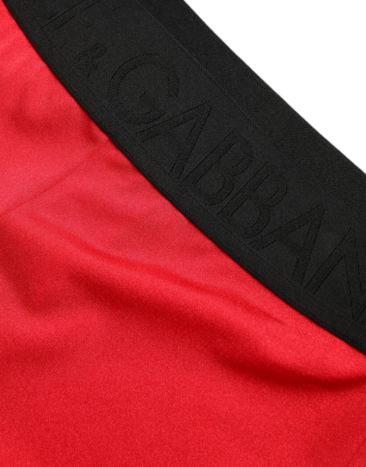 Dolce &amp; Gabbana Red Nylon Dg Logo Slim Leggings Pants