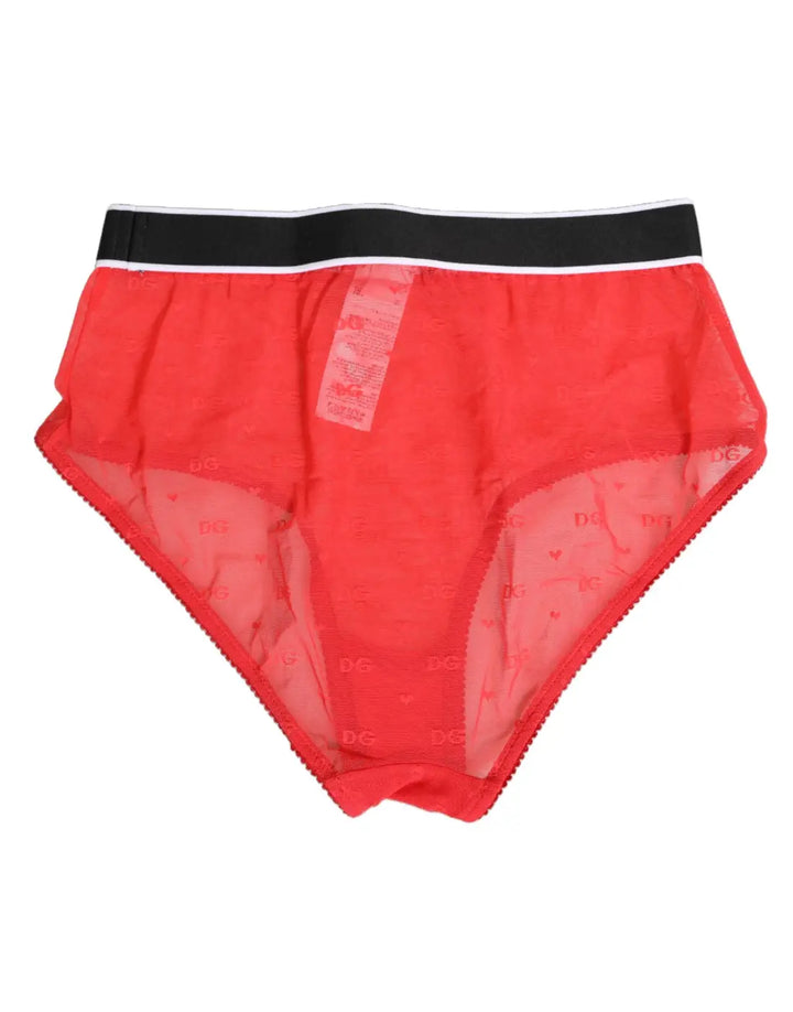 Dolce &amp; Gabbana Red Nylon Logo Waistband Brief Panty Underwear