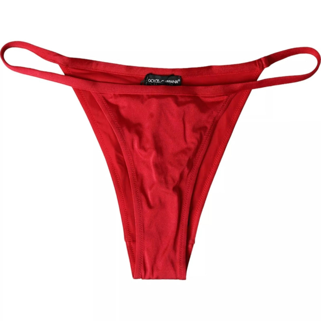 Dolce &amp; Gabbana Red Nylon Stretch Beachwear Swimwear Bottom Bikini - Women’s