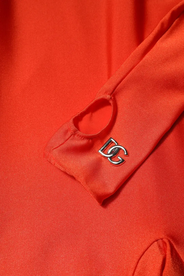 Dolce &amp; Gabbana Red Nylon Turtleneck Bodycon Jumpsuit Dress