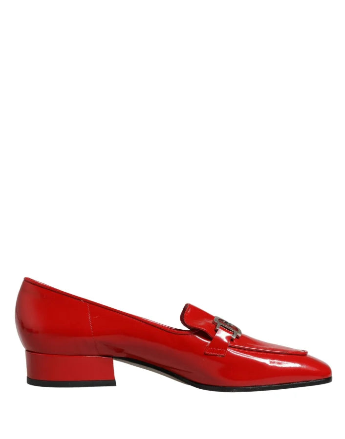 Dolce &amp; Gabbana Red Patent Leather Moccasin Slip On Shoes