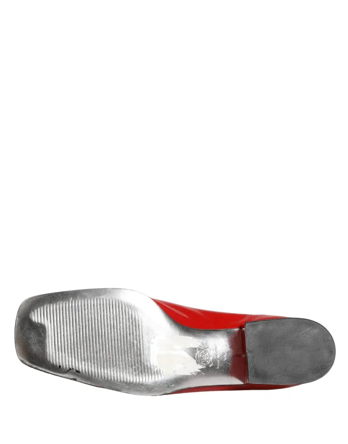 Dolce &amp; Gabbana Red Patent Leather Moccasin Slip On Shoes