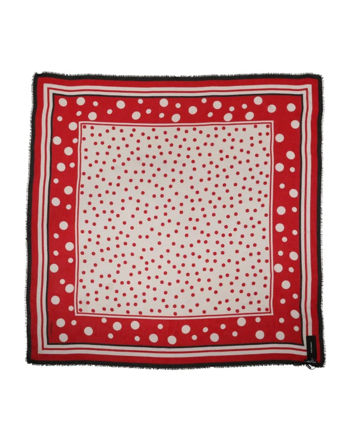 Dolce &amp; Gabbana Red Polka Dot Print Square Stole 130cm x Scarf