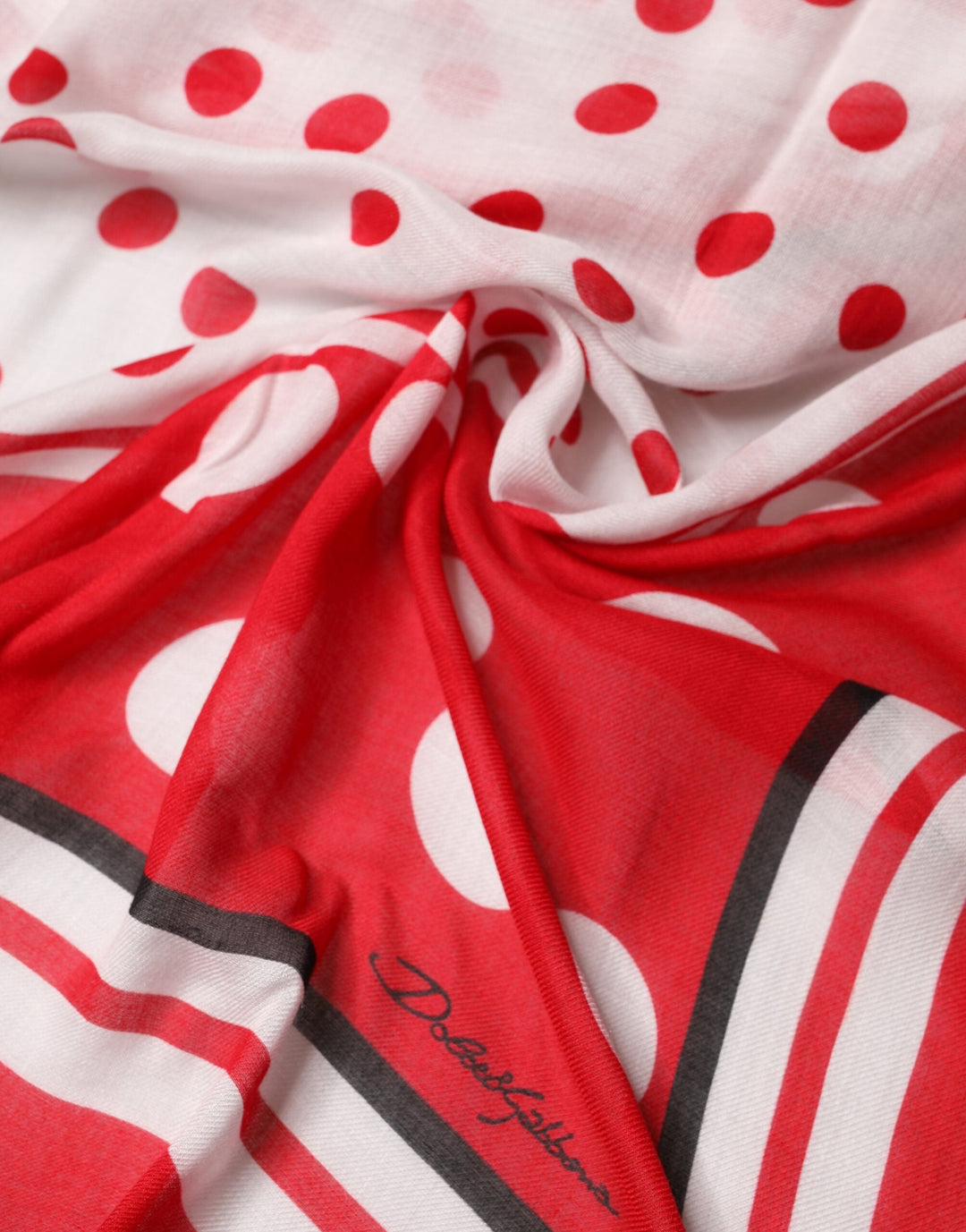 Dolce &amp; Gabbana Red Polka Dot Print Square Stole 130cm x Scarf