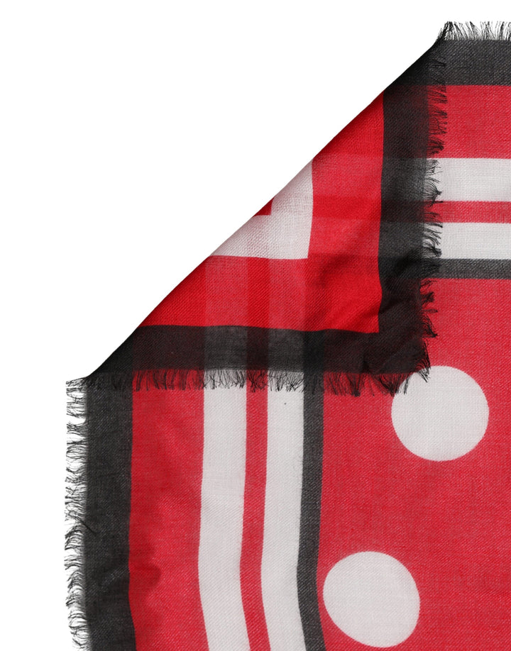 Dolce &amp; Gabbana Red Polka Dot Print Square Stole 130cm x Scarf