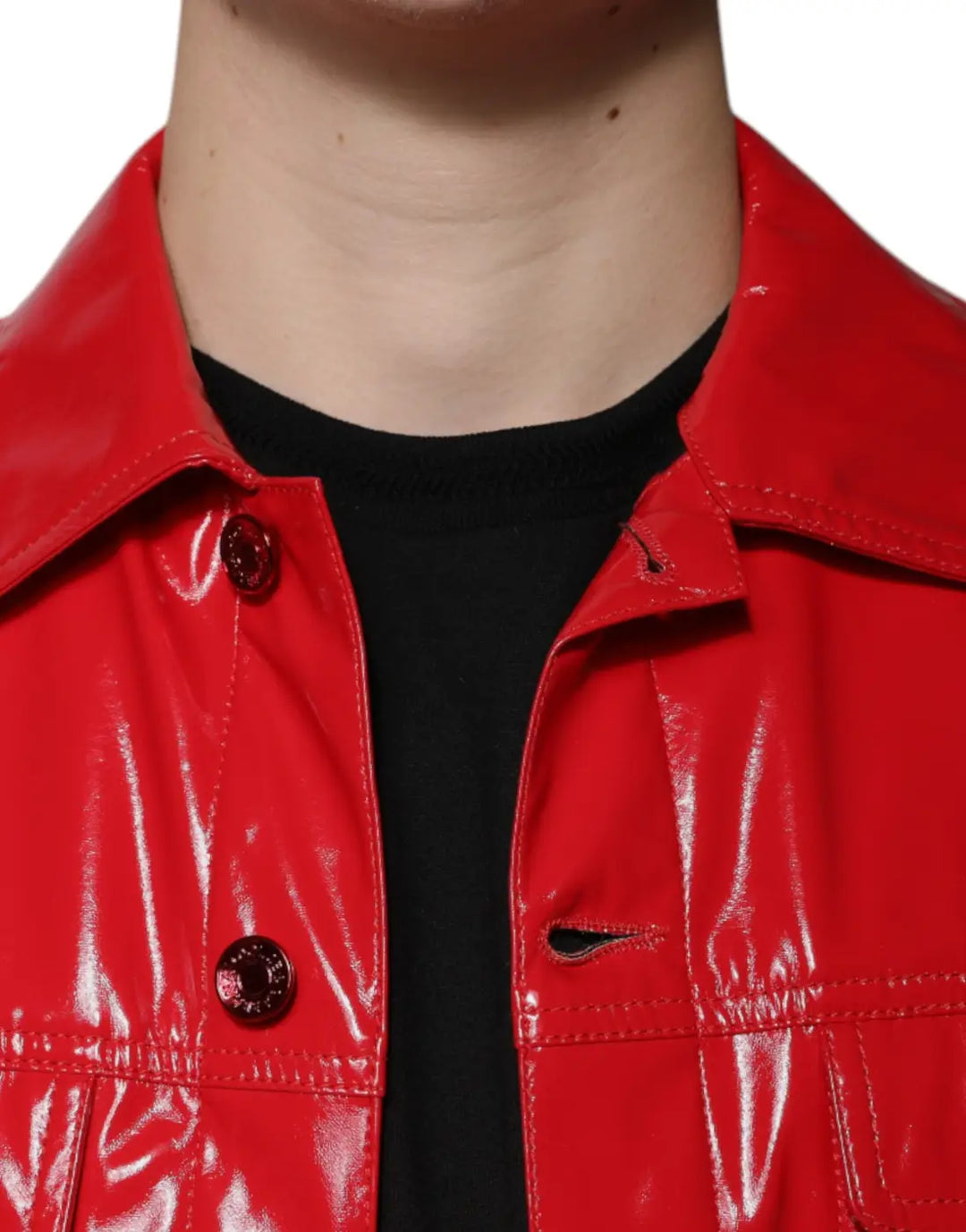 Dolce &amp; Gabbana Red Polyester Button Down Collared Jacket