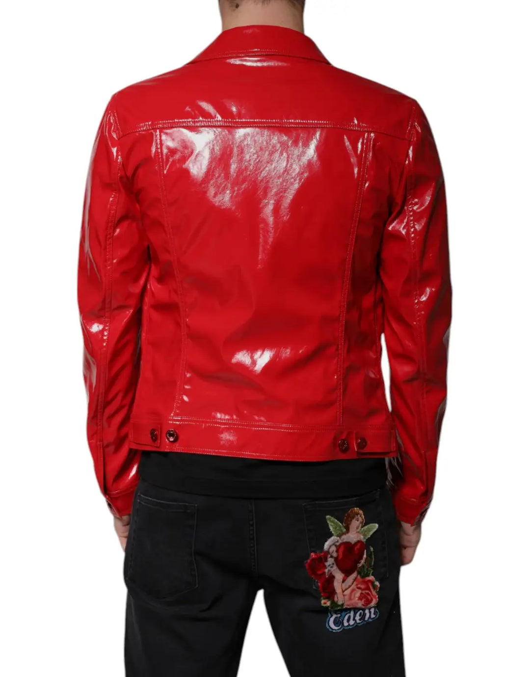 Dolce &amp; Gabbana Red Polyester Button Down Collared Jacket