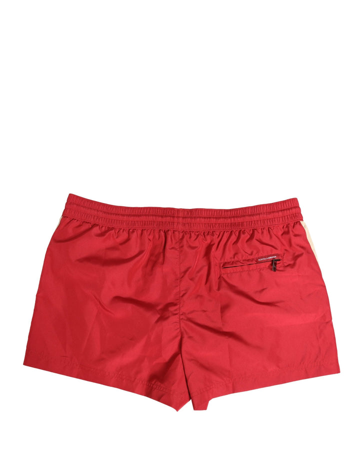 Dolce &amp; Gabbana Red Polyester Men Drawstring Shorts Swimwear