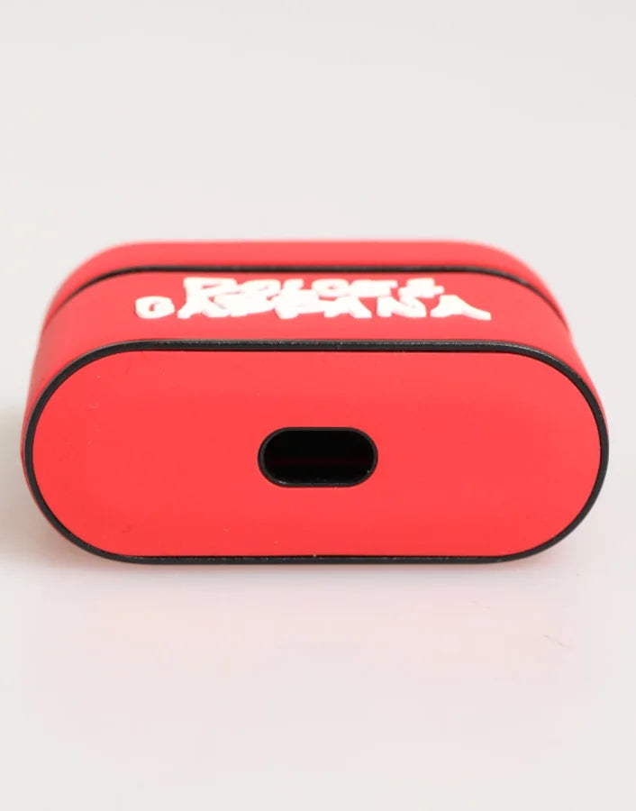 Dolce &amp; Gabbana Red PVC DG Logo Embossed Men Flip Holder Airpods Case