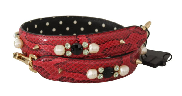 Dolce & Gabbana - Red Python Leather Crystals Reversible Shoulder Strap