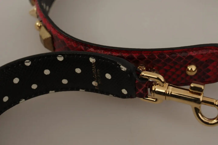 Dolce &amp; Gabbana Red Python Leather Crystals Reversible Shoulder Strap