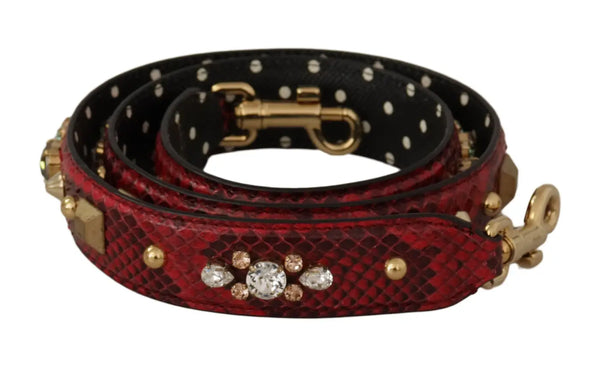 Dolce & Gabbana - Red Python Leather Crystals Reversible Shoulder Strap