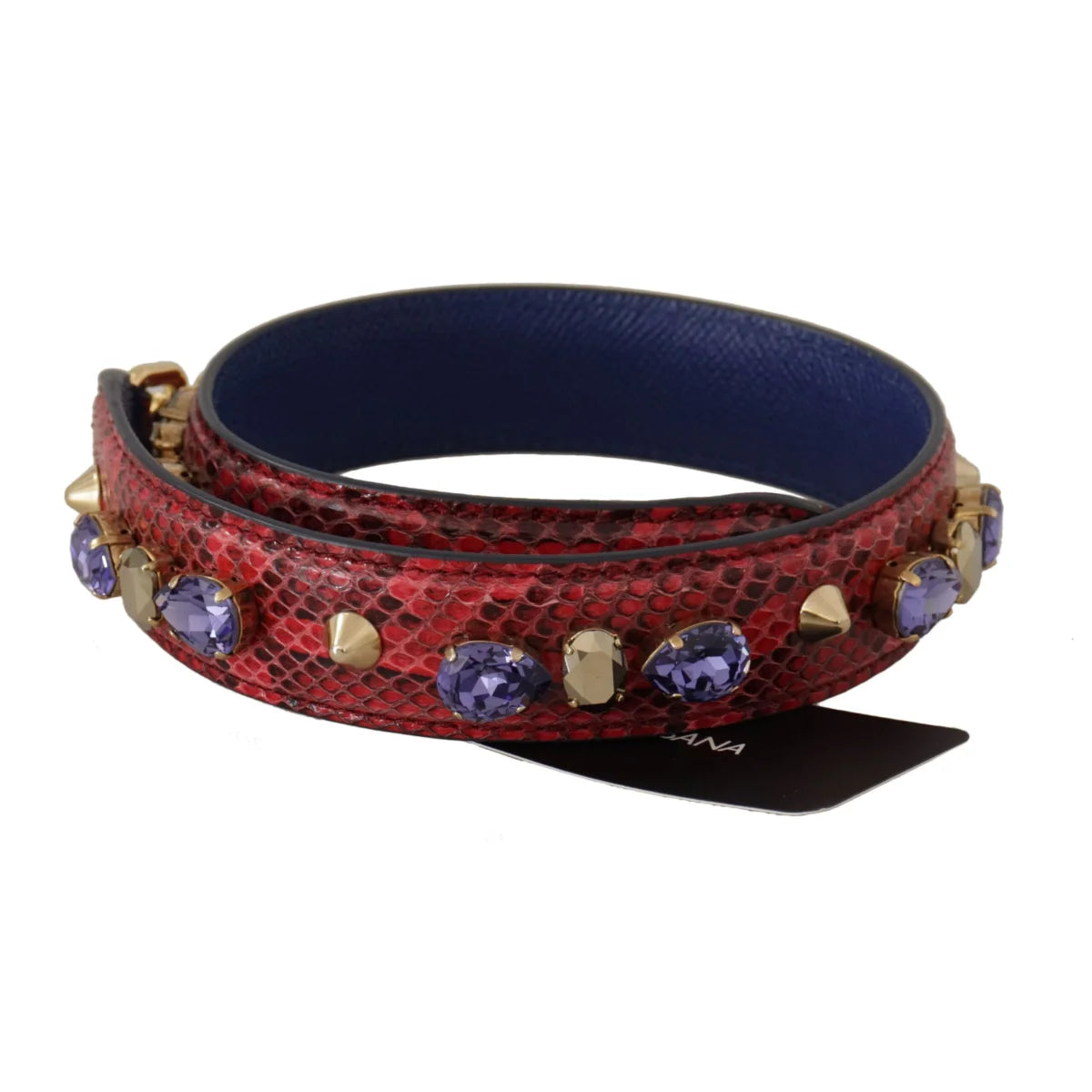 Dolce Gabbana Red Python Leather Strap Luxe Shoulder Chic &