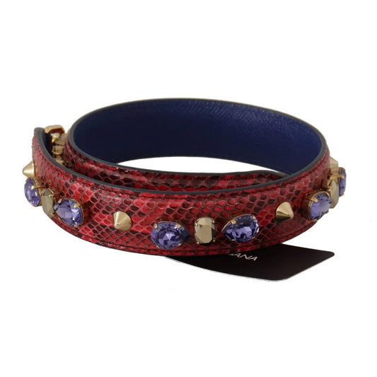 Dolce Gabbana Red Python Leather Strap Luxe Shoulder Chic &