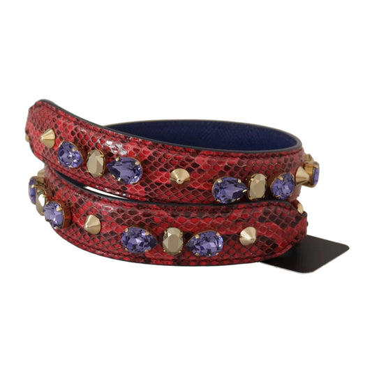 Dolce Gabbana Red Python Leather Strap Luxe Shoulder Chic &