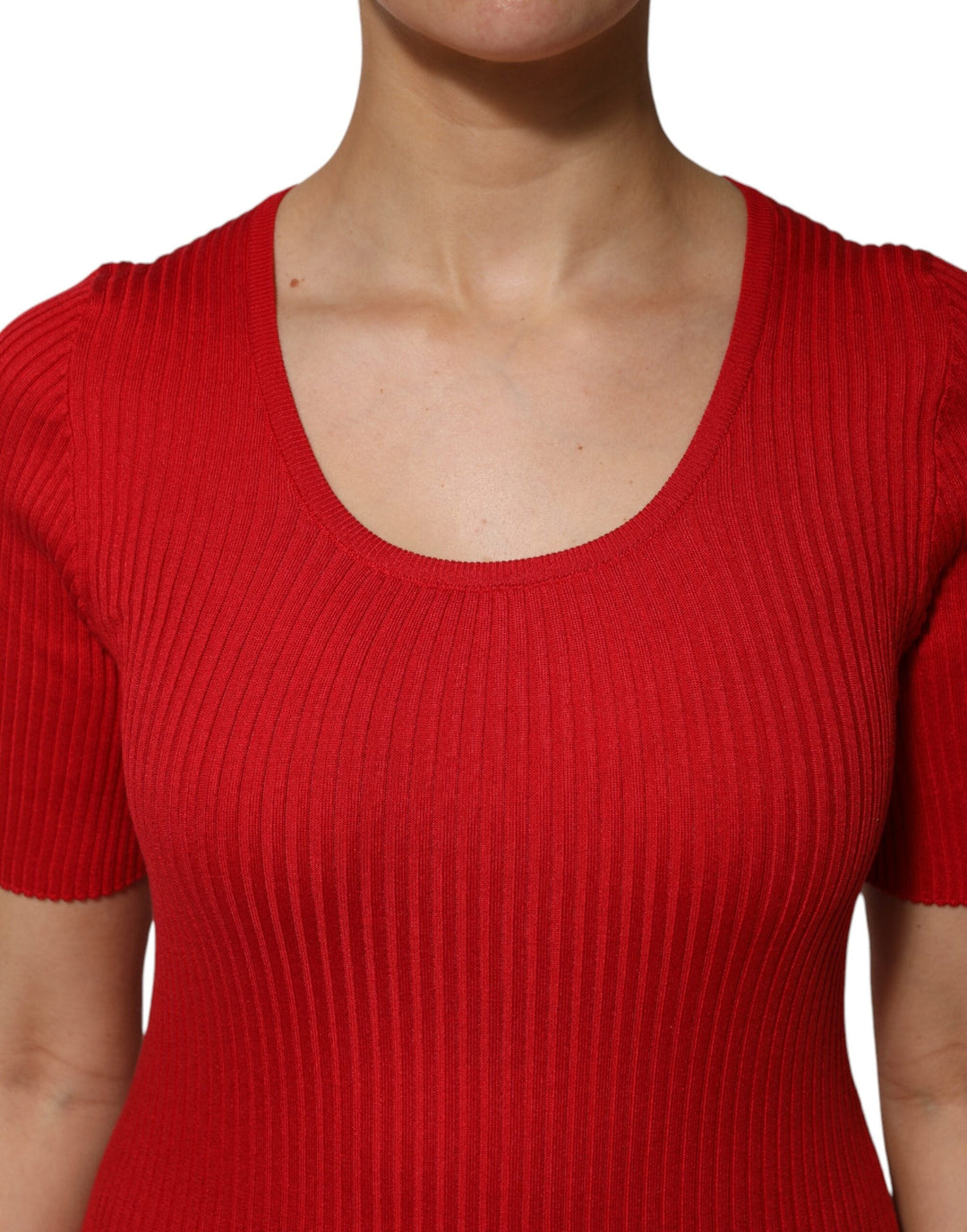 Dolce &amp; Gabbana - Red Round Neck Short Sleeves Pullover Top