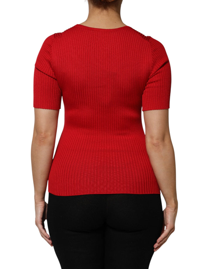 Dolce &amp; Gabbana - Red Round Neck Short Sleeves Pullover Top