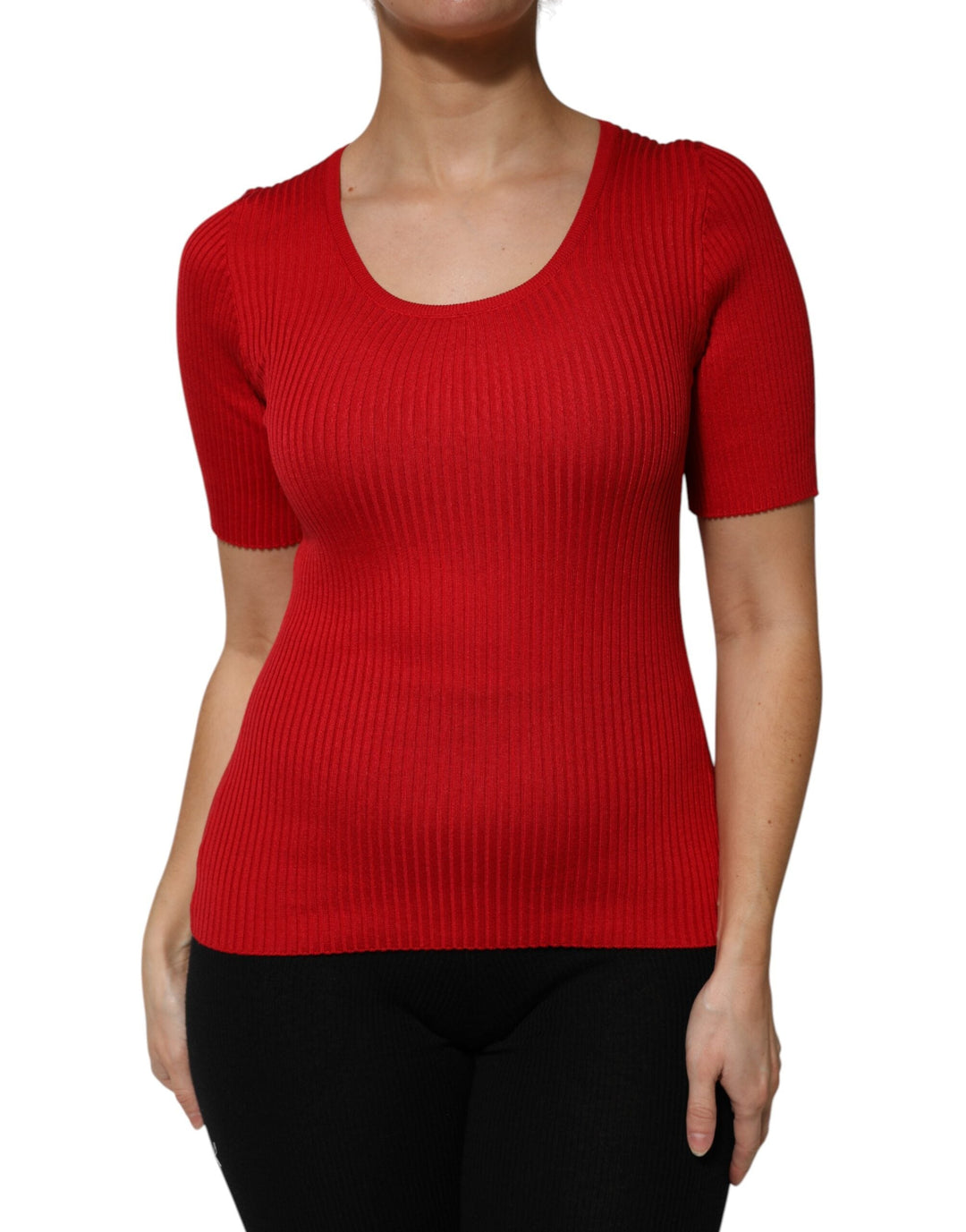 Dolce &amp; Gabbana - Red Round Neck Short Sleeves Pullover Top