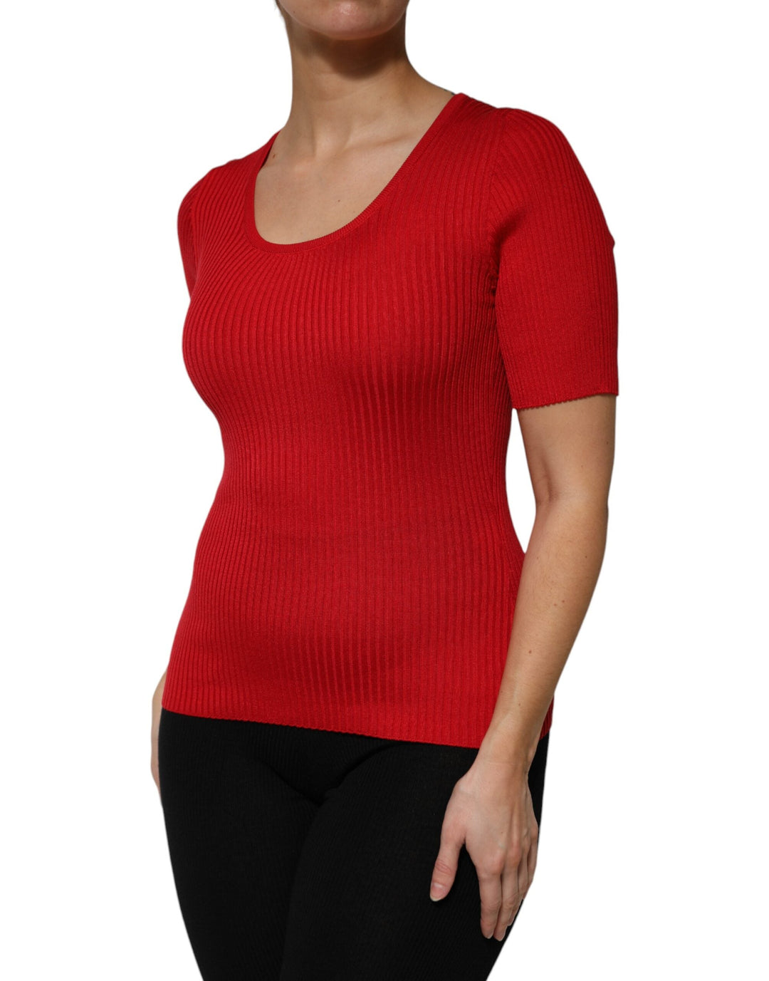 Dolce &amp; Gabbana - Red Round Neck Short Sleeves Pullover Top
