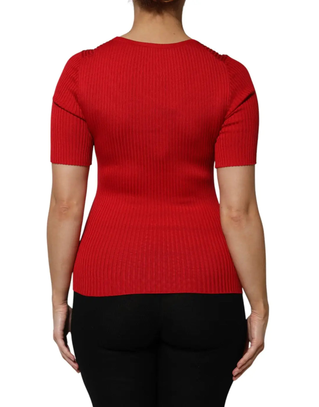 Dolce &amp; Gabbana Red Round Neck Short Sleeves Pullover Top