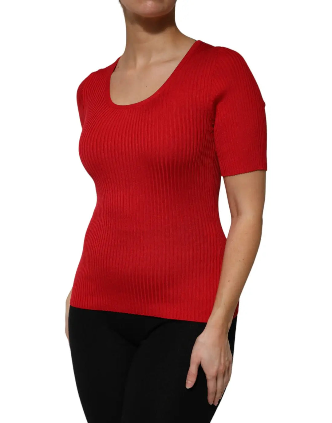 Dolce &amp; Gabbana Red Round Neck Short Sleeves Pullover Top