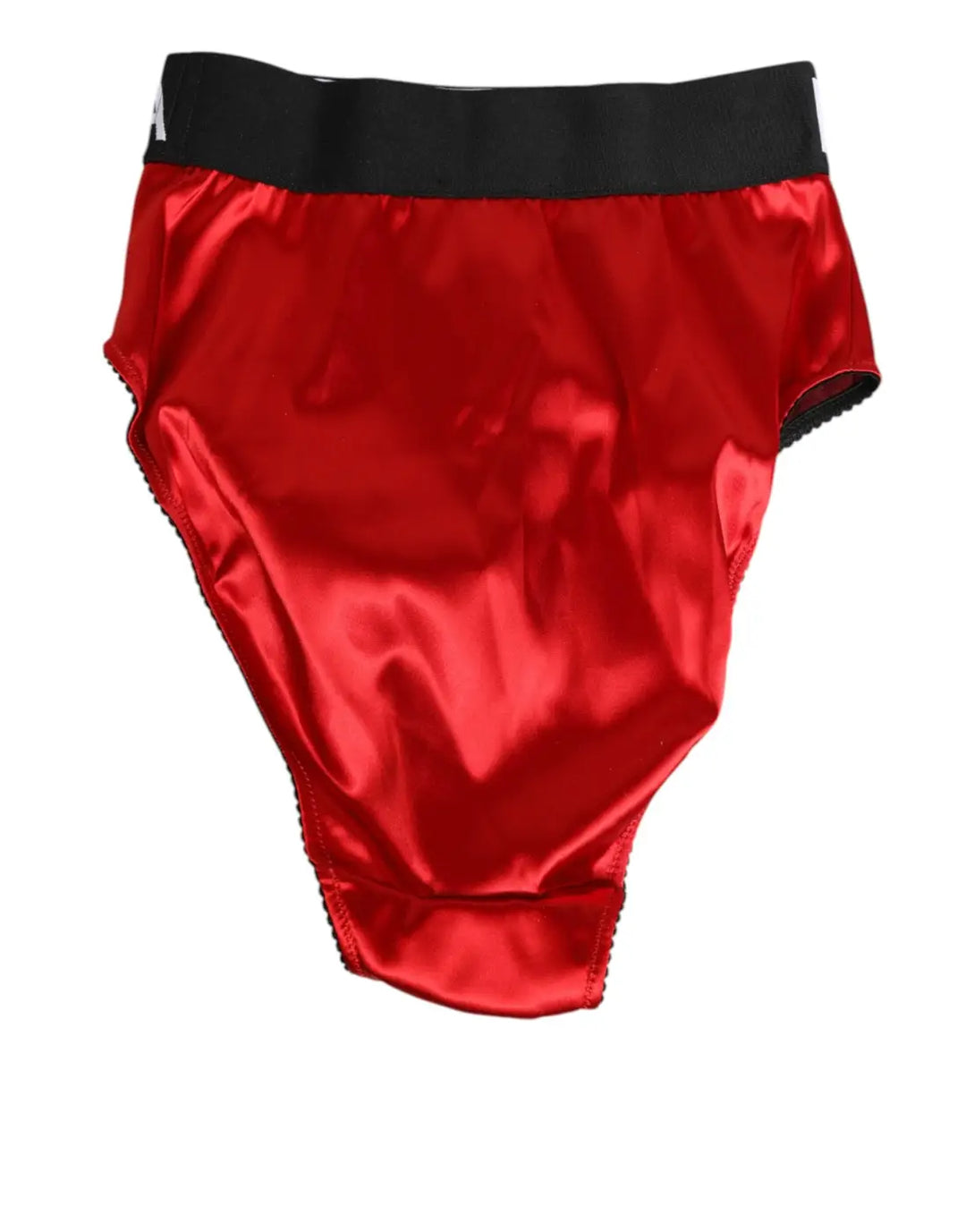 Dolce &amp; Gabbana Red Satin High-Waist Briefs Logo Women Underwear