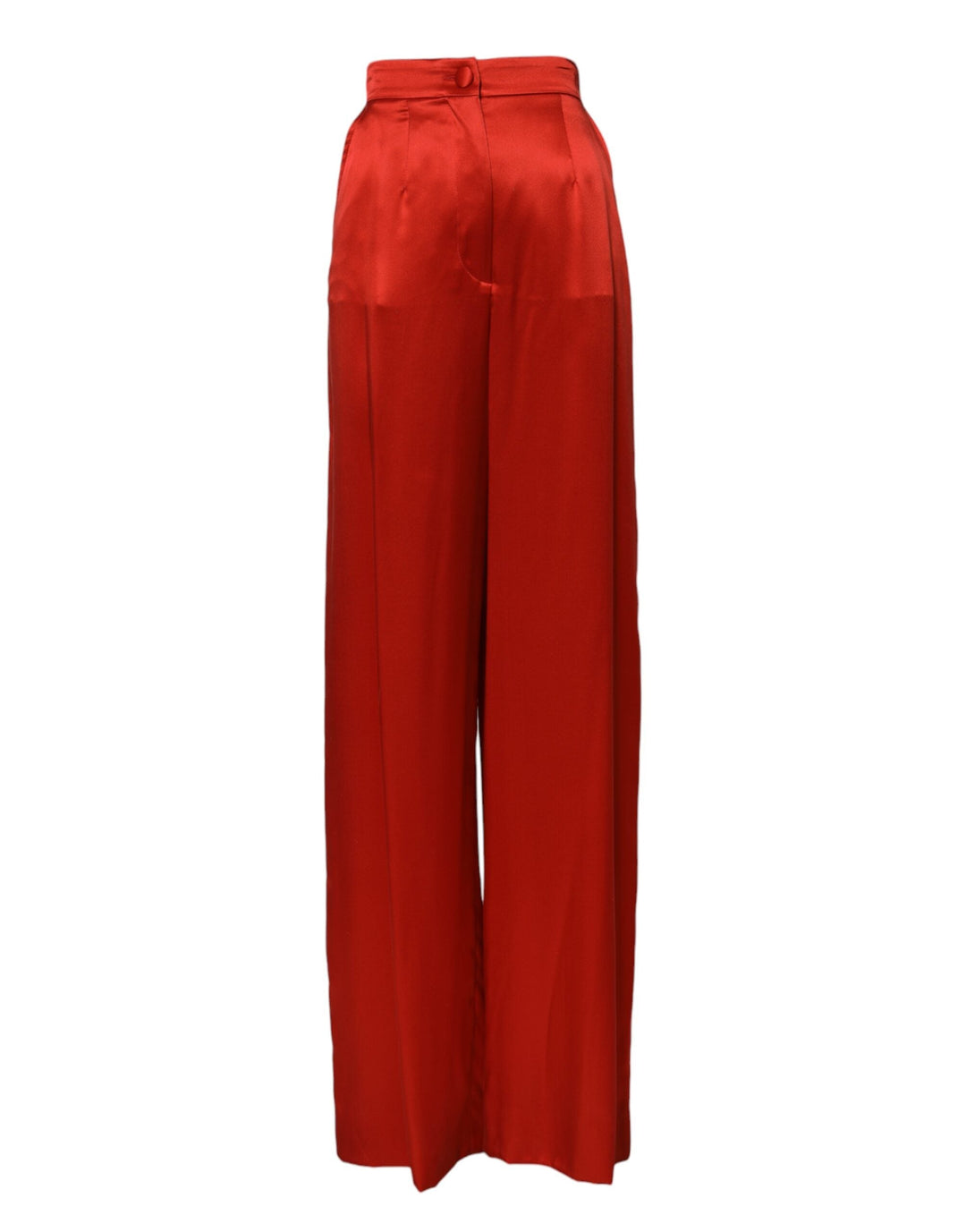 Dolce &amp; Gabbana Red Satin High Waist Wide Leg Pants