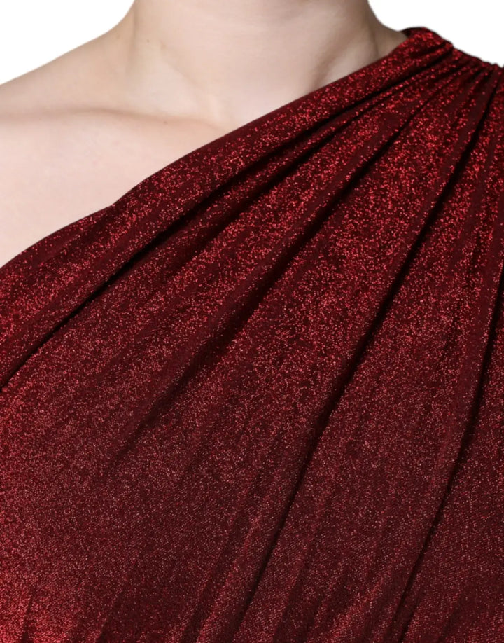 Dolce &amp; Gabbana Red One Shoulder Pleated A-line Mini Dress