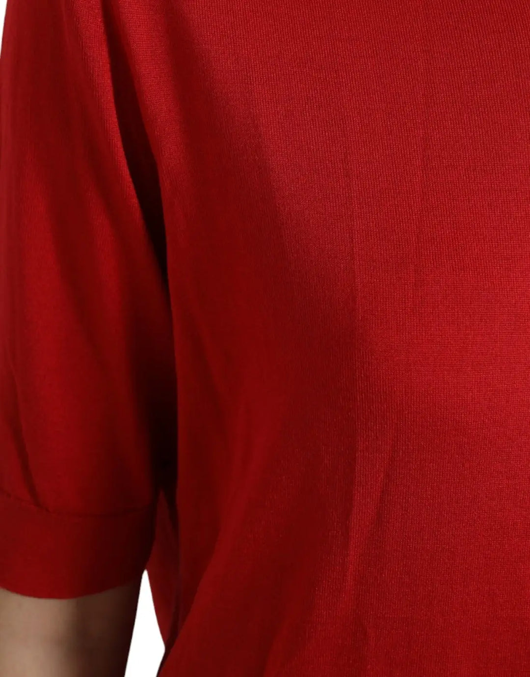 Dolce &amp; Gabbana Red Silk Crew Neck Short Sleeves Top T-shirt