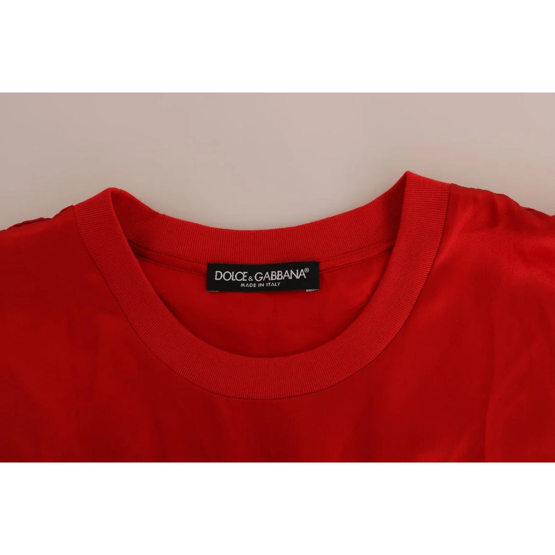 Dolce & Gabbana Red Silk Orange Vase Crystal Top