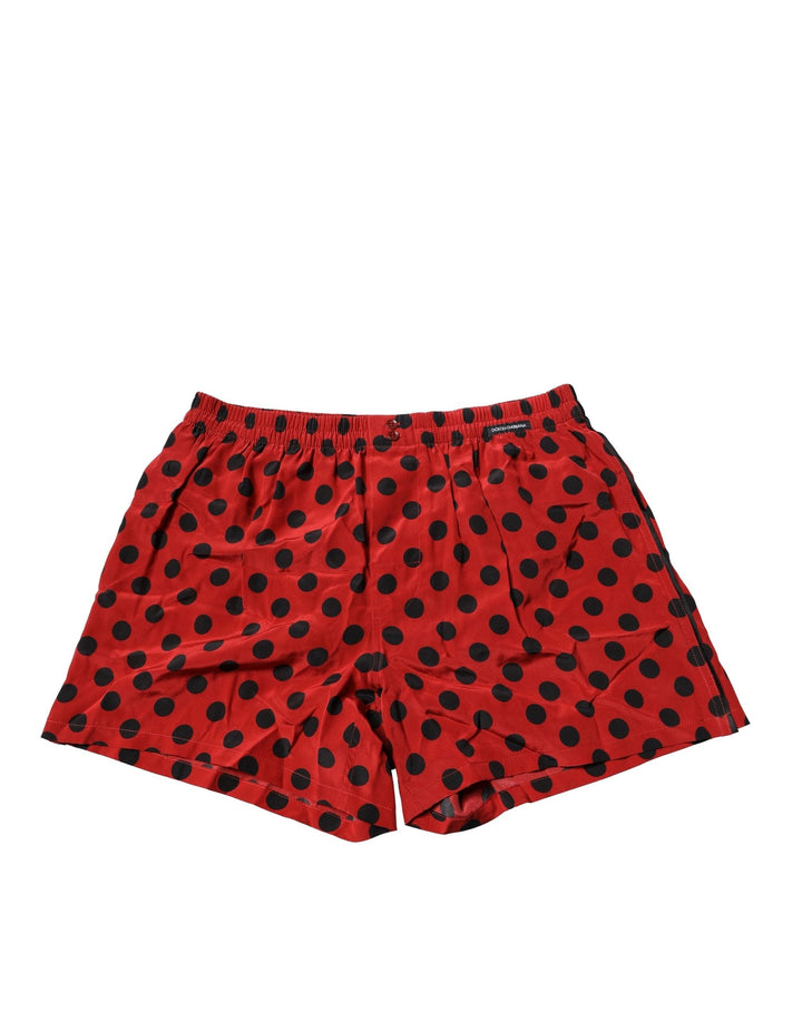 Dolce &amp; Gabbana Red Silk Polka Dot Boxer Shorts Underwear