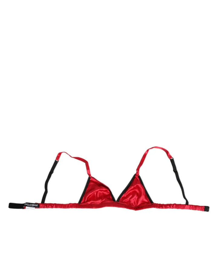 Dolce &amp; Gabbana Red Silk Satin Triangle Soft Cup Br Underwear