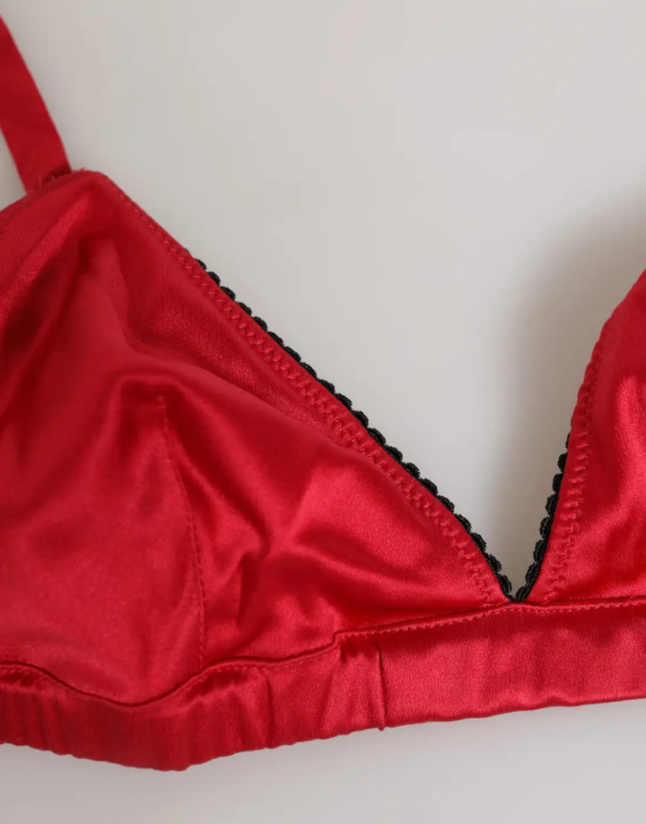 Dolce &amp; Gabbana Red Silk Satin Triangle Soft Cup Br Underwear