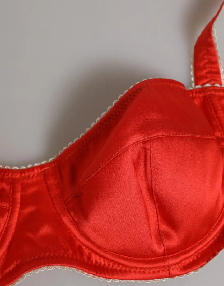 Dolce &amp; Gabbana Red Silk Satin Underwire Bra Semi-Pad Underwear