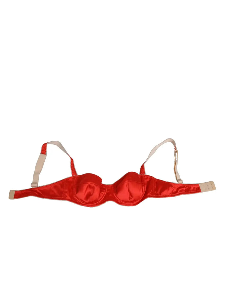 Dolce &amp; Gabbana Red Silk Satin Underwire Bra Semi-Pad Underwear