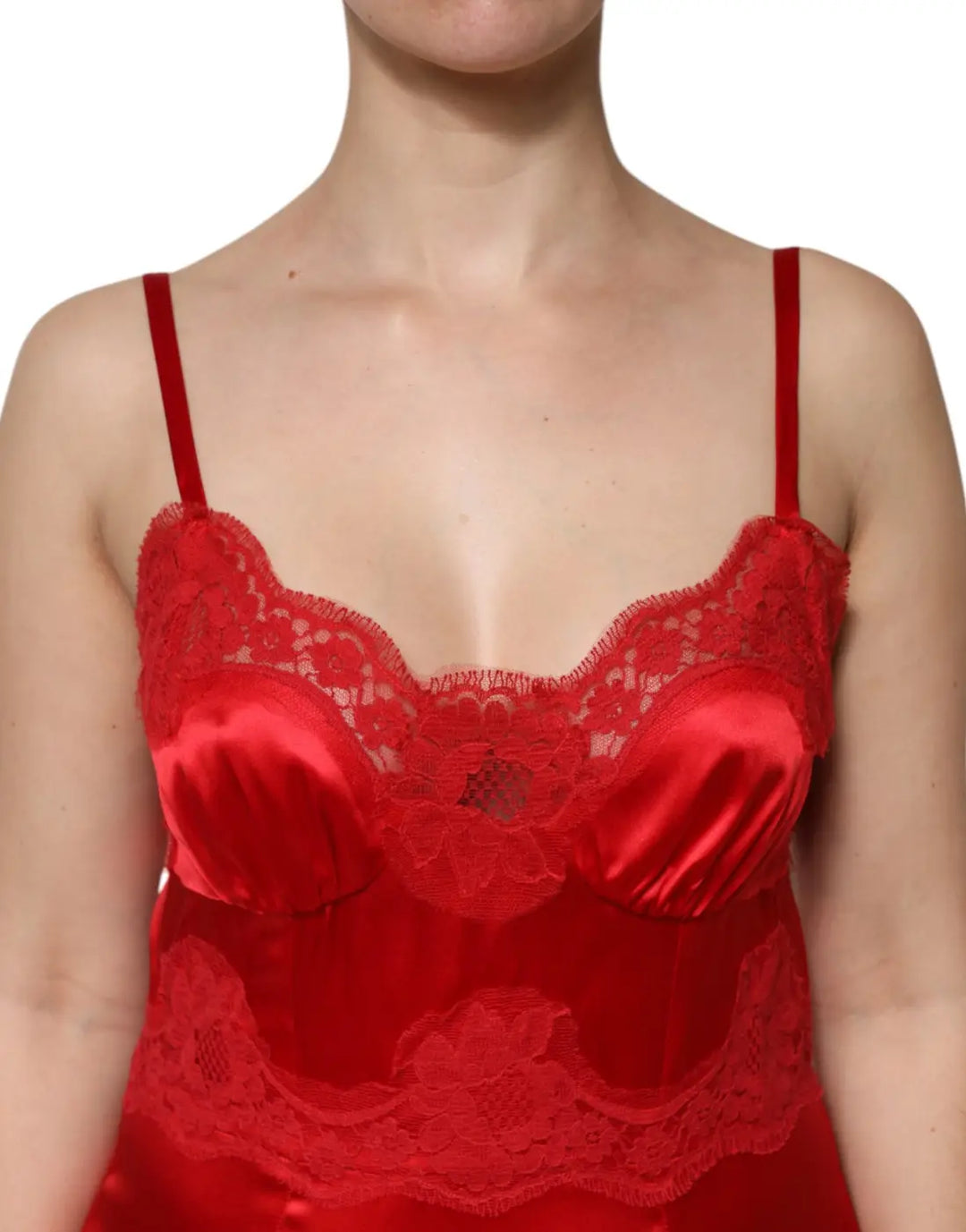 Dolce &amp; Gabbana Red Silk Sleeveless Maxi Long Dress