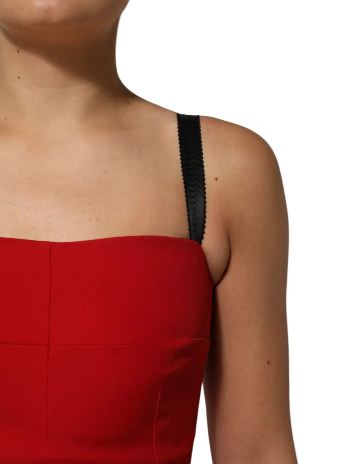 Dolce &amp; Gabbana Red Stretch Bodycon Sheath Knee Length Dress